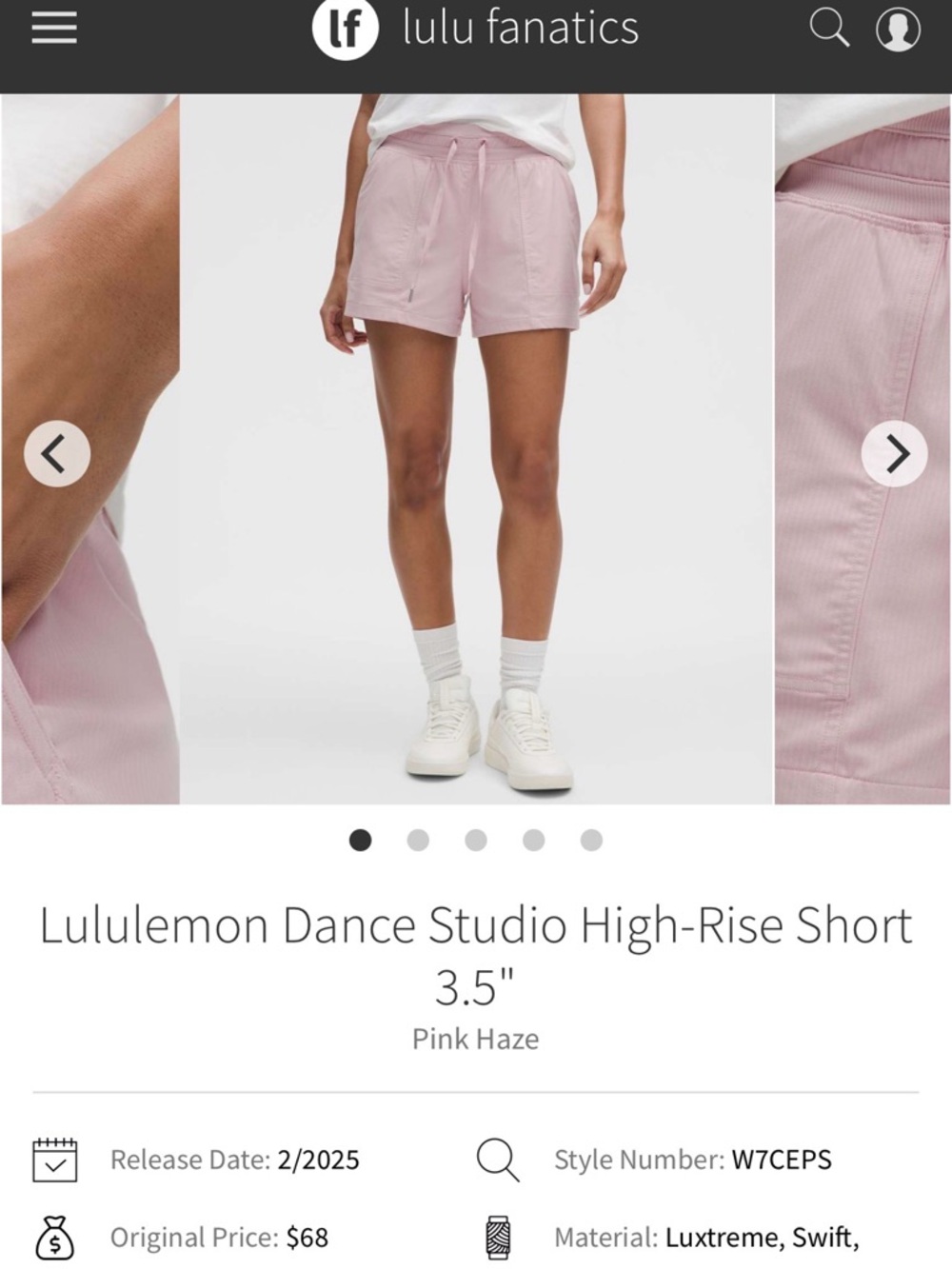 lululemon athletica High-Rise Studio Shorts — Pink Haze